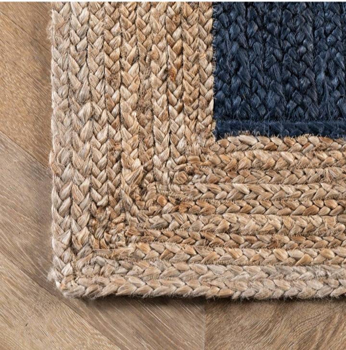 Navy Blue area Jute rug Vegan Rug Jute Rug gift For Etsy