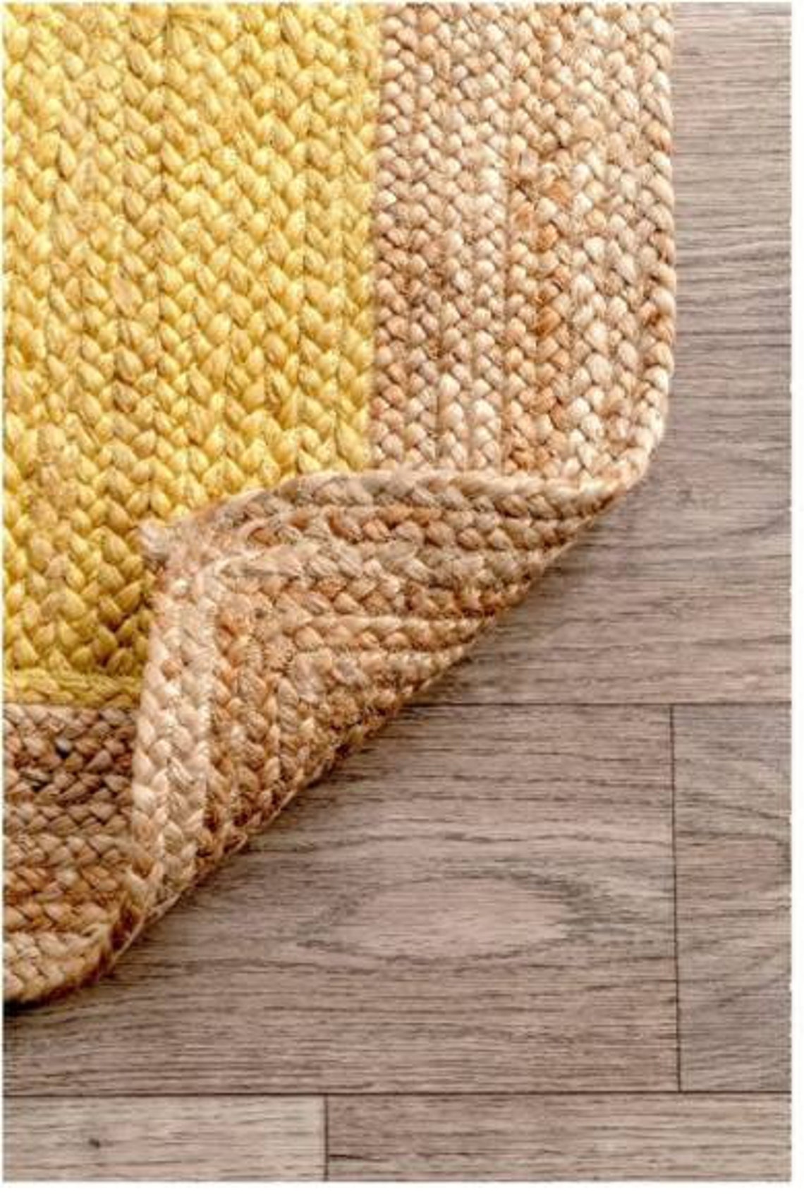 Braided rug yellow round rug natural rug organic rug vegan Etsy