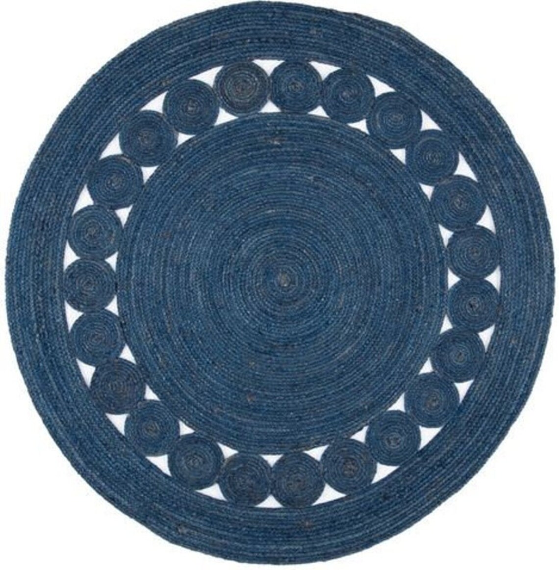 Indigo Blue Jute Round Rug Easter Décor Rug for Housewarming Etsy
