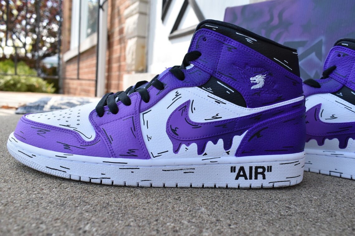 Purple cartoon drip Air Jordan 1 Custom Unisex Skate | Etsy