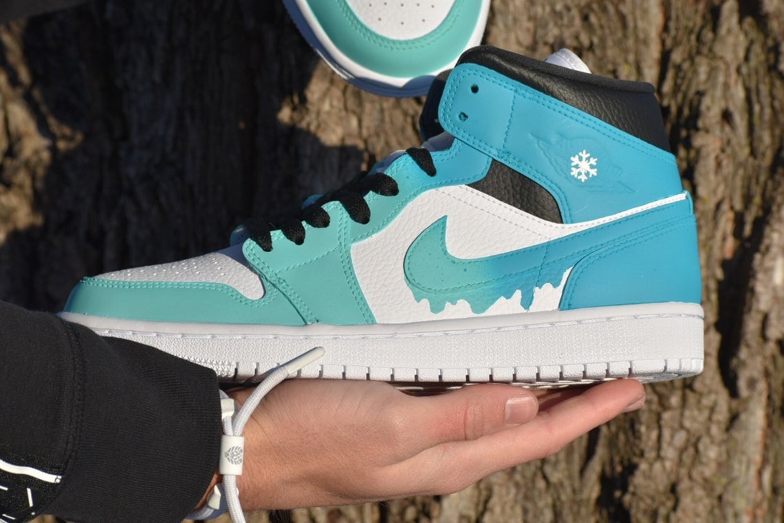 Custom Air Jordan 1 Blue fade Drip Unisex Skate Hypebeast Etsy