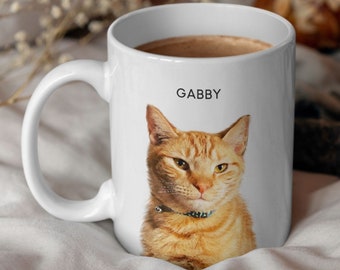 Custom Cat Mug, Personalized Pet Portrait Mug, Cat Dad Mug, Pet Memorial Mug, Pet Loss Gift, Cat Lover Gift For Him, Custom Photo Mug