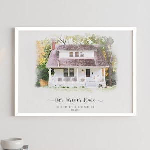 Custom Watercolor House Portrait From Photo, Our First Home Gift, Christmas Gift, New Home Gift, Personalized Gift, Housewarming Gift