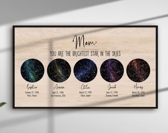 Personalized Star Map Print Custom Constellation Night Sky By Date Birthday Gift For Her Personalized Gift