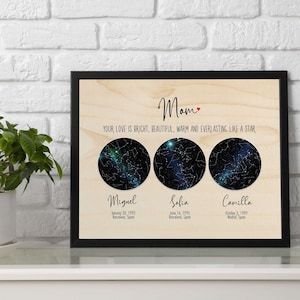 Cadre personnalisé carte des étoiles par date Constellation du ciel nocturne Cadeau imprimé pour maman Cadeau personnalisé pour elle Cadeau d'anniversaire Cadeau belle-mère