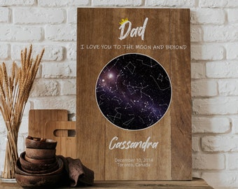 Star Map Custom Constellation Print Night Sky By Date Sky Map Christmas Gift For Dad Birthday Gift For Him Step Dad Gift Grandpa Gift