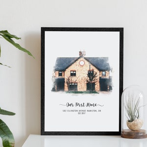Aangepaste aquarel huisportret van foto, portret thuis, housewarmingcadeau nieuw huis, ons eerste huiscadeau, gepersonaliseerd kerstcadeau