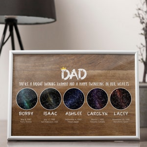 Impression de carte du ciel personnalisée, ciel nocturne par date, carte du ciel, cadeau personnalisé pour papa, cadeau d'anniversaire, cadeau de Noël, cadeau beau-père, impression constellation