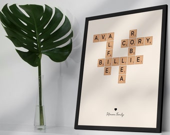 abstract puzzles online Family Puzzle Poster Print, Personalized Name Puzzle Print, Custom Crossword Scrabble Print, Personalized Gift For Couple, Mother's Day Gift