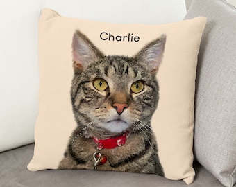 Personalized Pet Photo Pillowcase, Custom Dog Face Pillow, Custom Cat Throw Pillow Cover, Cat Memorial Dog Gift For Pet Lover, Handmade Gift