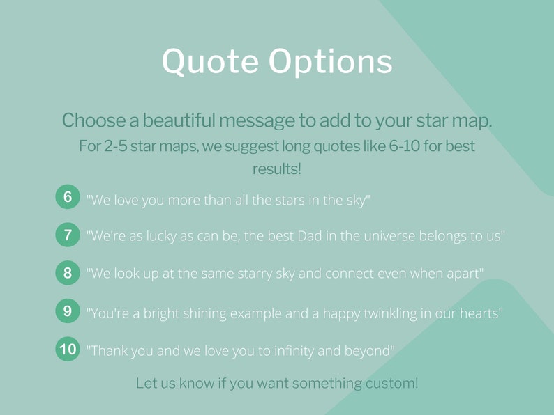 multiple personalized night sky print quote options