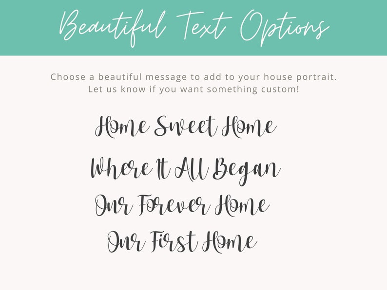 beautiful text options on custom home portrait