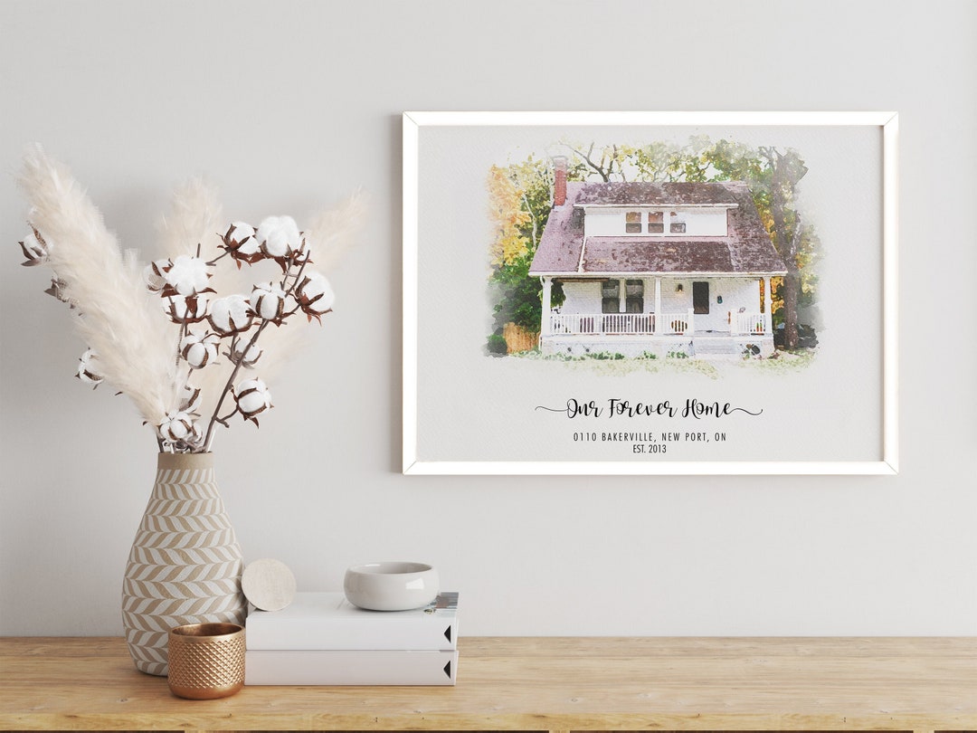 Custom Watercolor House Portrait From Photo, Our First Home Gift ...