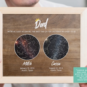Carte des étoiles personnalisée par date Carte du ciel nocturne personnalisée Impression constellation Cadeau de Noël pour papa Cadeau d'anniversaire pour lui Cadeau personnalisé grand-père
