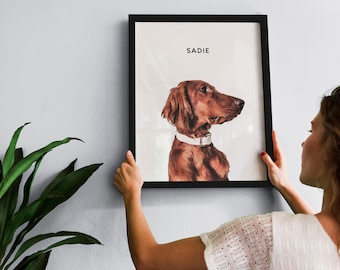 Pet Portrait Custom Pet Portrait Gift Custom Dog Portrait Personalize Pet Gift For Mom Christmas Gift For Her Pet Memorial Animal Portrait