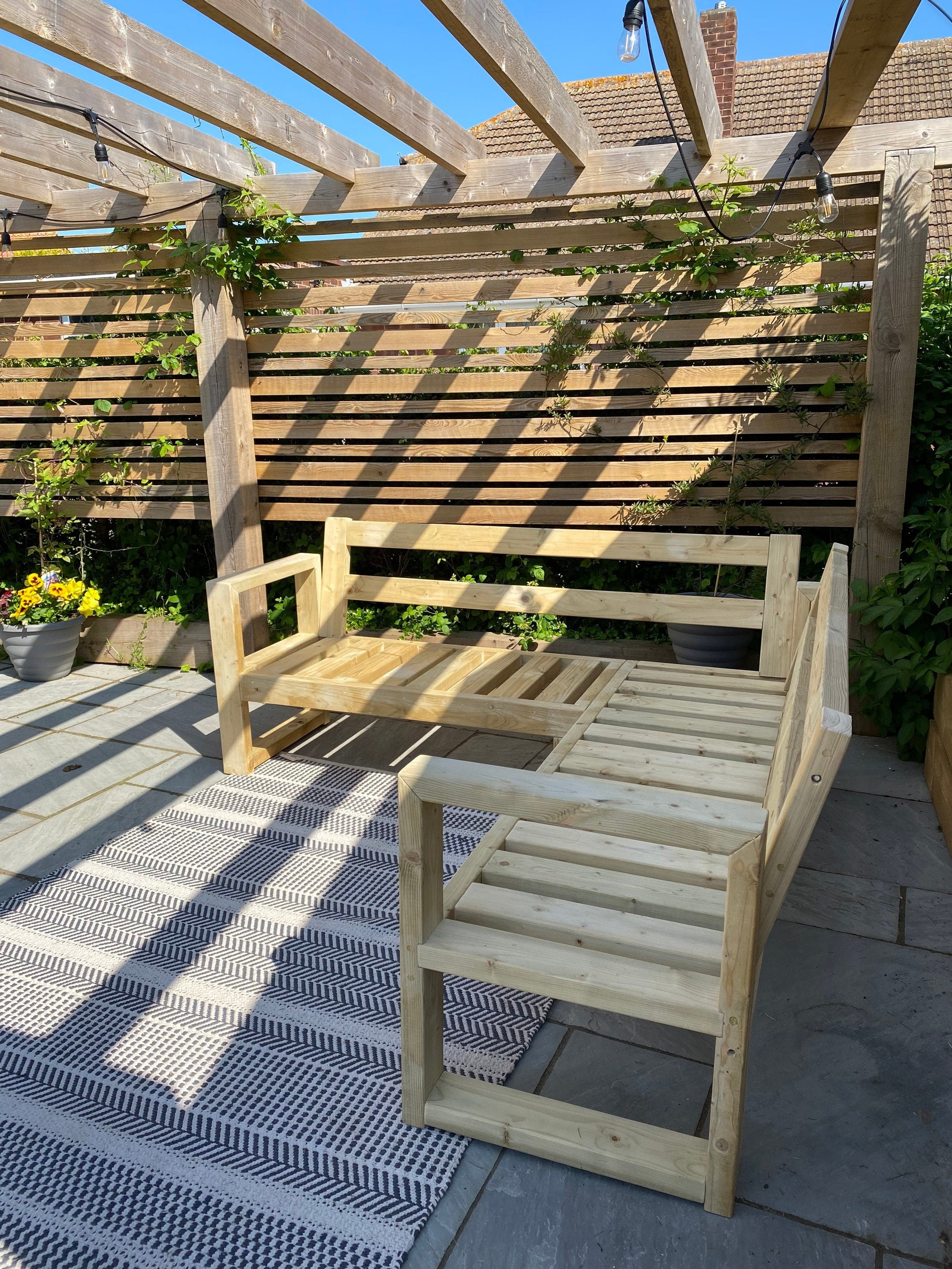 Wooden Lshaped Garden Sofa Outdoor Wooden