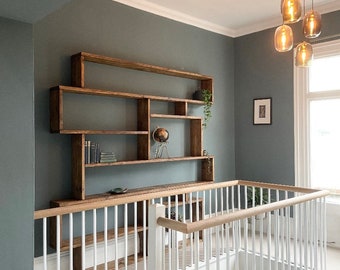 Wooden Wall Shelving Unit | Made to measure | Pine Boards | Bespoke Shelving | Industrial look