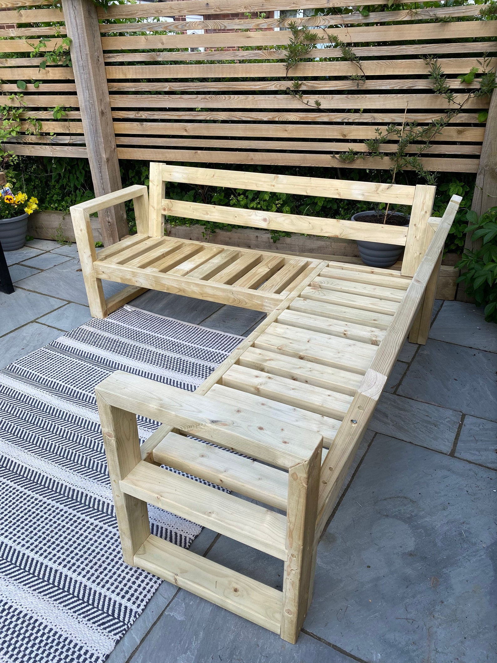 Wooden L-shaped Garden Sofa Outdoor Wooden Seating Made to - Etsy UK