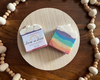 Love is Love Bar Soap, Sunshine and Yuzu Scented Soap, Pride Soap, Cold Process Soap, Rainbow soap, Handmade Soap, Calming Soap