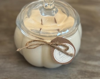 Pumpkin Soy Candle, 15 oz Candle, Wooden Wick Coconut Soy, Halloween Candle, Fall Candle, Halloween Decor
