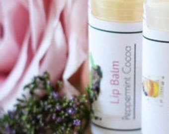 Peppermint Cocoa Butter Lip Balm, Natural Lip Balm, Essential Oil Lip Balm, Gifts for her, Beeswax Lip Balm, Cocoa Butter Lip Balm