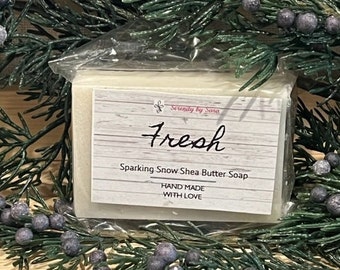 Christmas Soap, Sparkling Snowdrop Soap, Fresh Smelling Soap, Stocking Stuffer, Holiday Bathroom Decor
