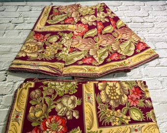 5 Vintage April Cornell 2000 Cloth Dining Napkins Floral Leaf, Earth Tones 22”