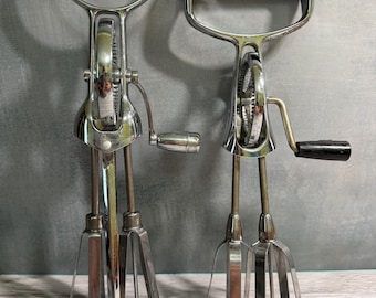 2 Vintage Handheld Beaters or Mixers with Stainless Steel Blades Work Great READ