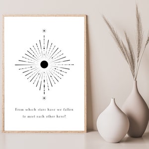 Celestial Line Art Print: Nietzsche Quote, Boho Decor (PDF)