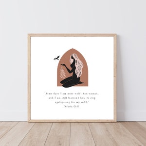 Wild Woman, Divine Feminine Printable Wall Art, Goddess Spiritual Quote, Nikita Gill, Pagan, Wiccan, Altar, Wild Woman