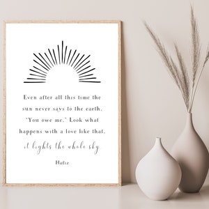 Hafiz Quote Line Art Print: Boho Sun Love Poem (PDF)