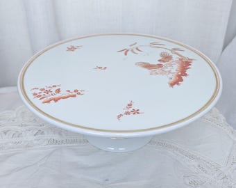 Vintage Richard Ginori Made in Italy Cake Plate "Siena Rust" Gold and Red Rooster Design