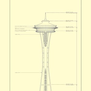 The Space Needle - Architectural Print - Etsy
