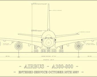 Airbus A380-800 - Architectural Print