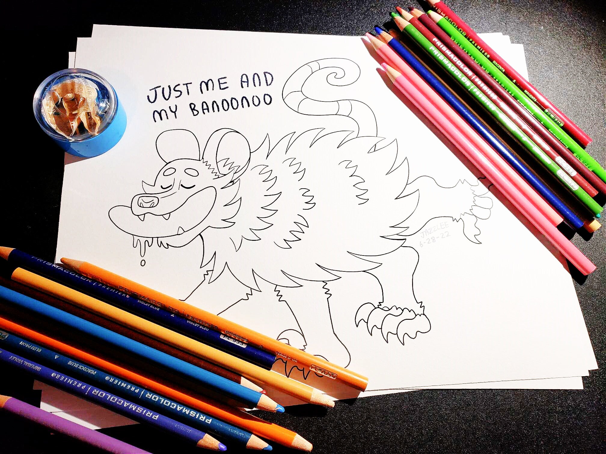 Banana Opossum Coloring Sheet Kids and Adult Funny Activity Animal