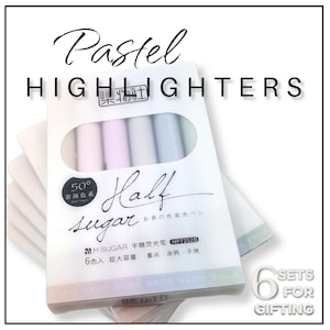 Pastelkleurige markeerstiften - 6 stuks - koop grootverpakking en bespaar - Bijbeldagboeken - Bulletjournals - Geweldig cadeau voor leraren!  Pastelstiften met ronde loop