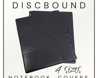 Discbound Notebook Covers - 4 Sizes - Pebbled Black Faux Leather