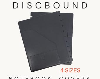 Discbound Notebook Covers - 4 Sizes - Pebbled Black Faux Leather