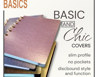 Minimalist A5/Half Letter Discbound Notebook Covers - Black Navy Lilac Gold