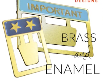 Minimalist Brass and Enamel Page Markers - Dividers - Bookmarks - Stocking Stuffers - Office Gift - Teachers Gift