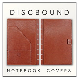 Cuaderno de notas con tapas de disco de cuero sintético de media carta - Cuero sintético Pebbled Saddle