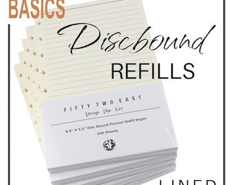 Discbound Lined Refills 200 SHEETS 100GSM Paper (100 Sheets Per Pack) - 2 PACKS (200 Sheets/400 Pages Total)