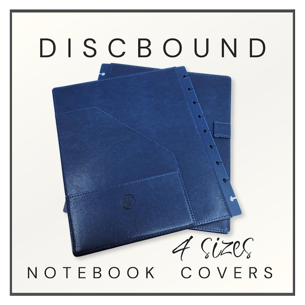 Discbound Notebook Covers - 4 Sizes - Navy Blue Faux Leather