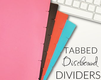 Old School Cardstock Discbound Tabbed Dividers - Letter Size- Pink-Blue-Red-Charcoal