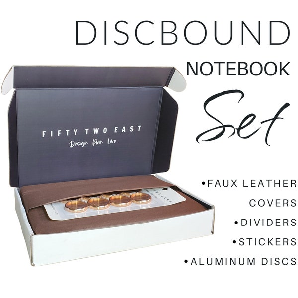 Faux Leather Discbound Notebook Set - Vegan Leather Half Letter Discbound Notebook w Dividers