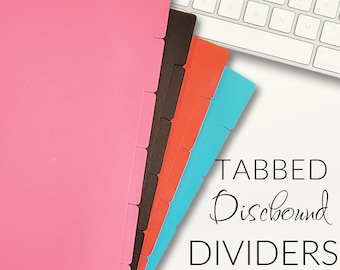 Old School Cardstock Discbound Tabbed Dividers - Half Letter Size- Pink-Blue-Red-Black