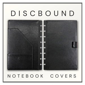 Faux Leather Half Letter Discbound Notebook Covers - Pebbled Black Faux Leather