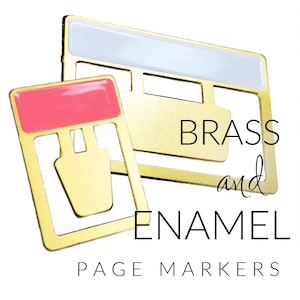 Minimalist Brass and Enamel Page Markers - Dividers - Bookmarks - Great Stocking Stuffers - Office Gift - Teachers Gift