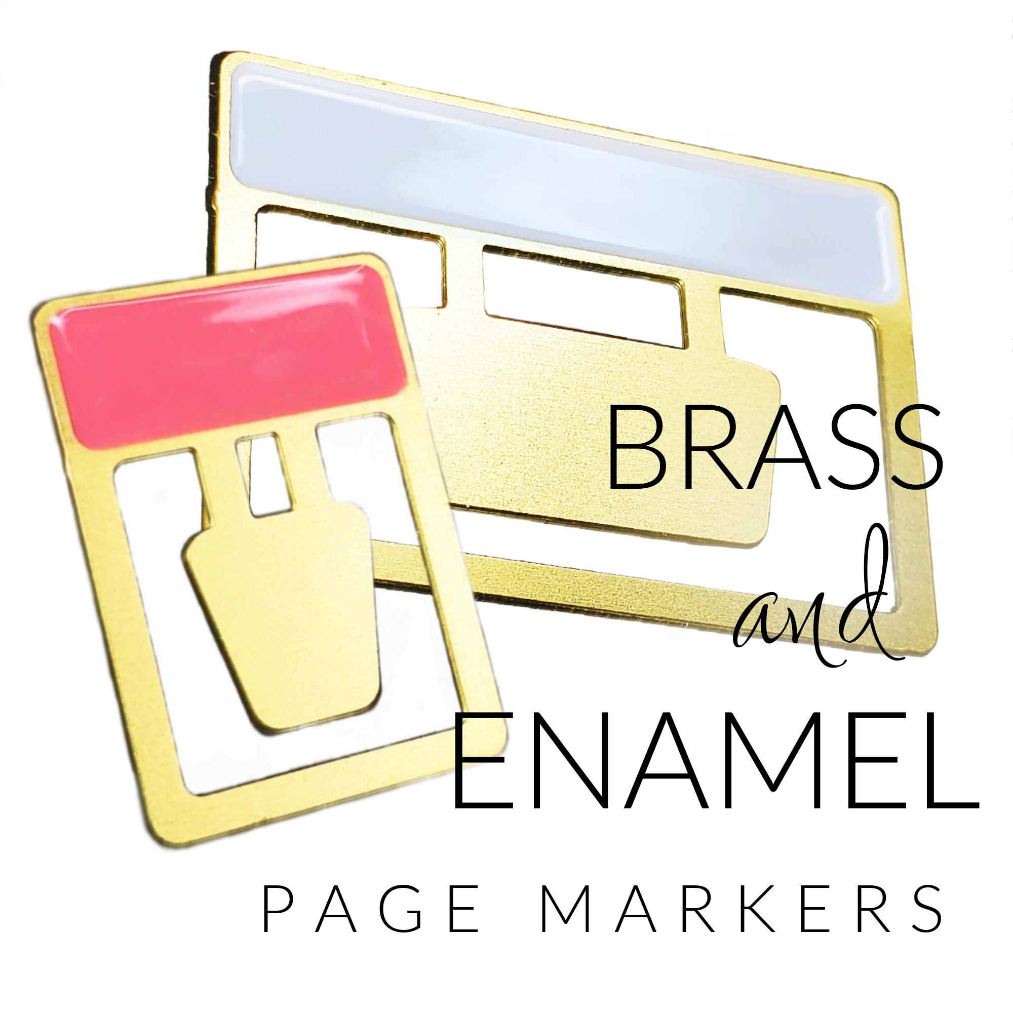 Minimalist Brass and Enamel Page Markers - Dividers - Bookmarks - Great Stocking Stuffers - Office Gift - Teachers Gift
