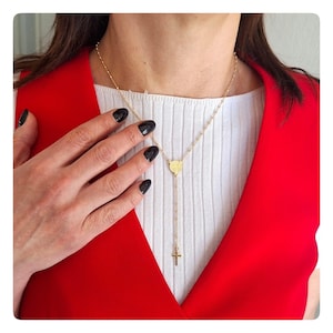 Gold plated women&#39;s rosary necklace, St Benedict rosary necklace, Elegant gold plated rosary necklace, St Benedict rosary necklace